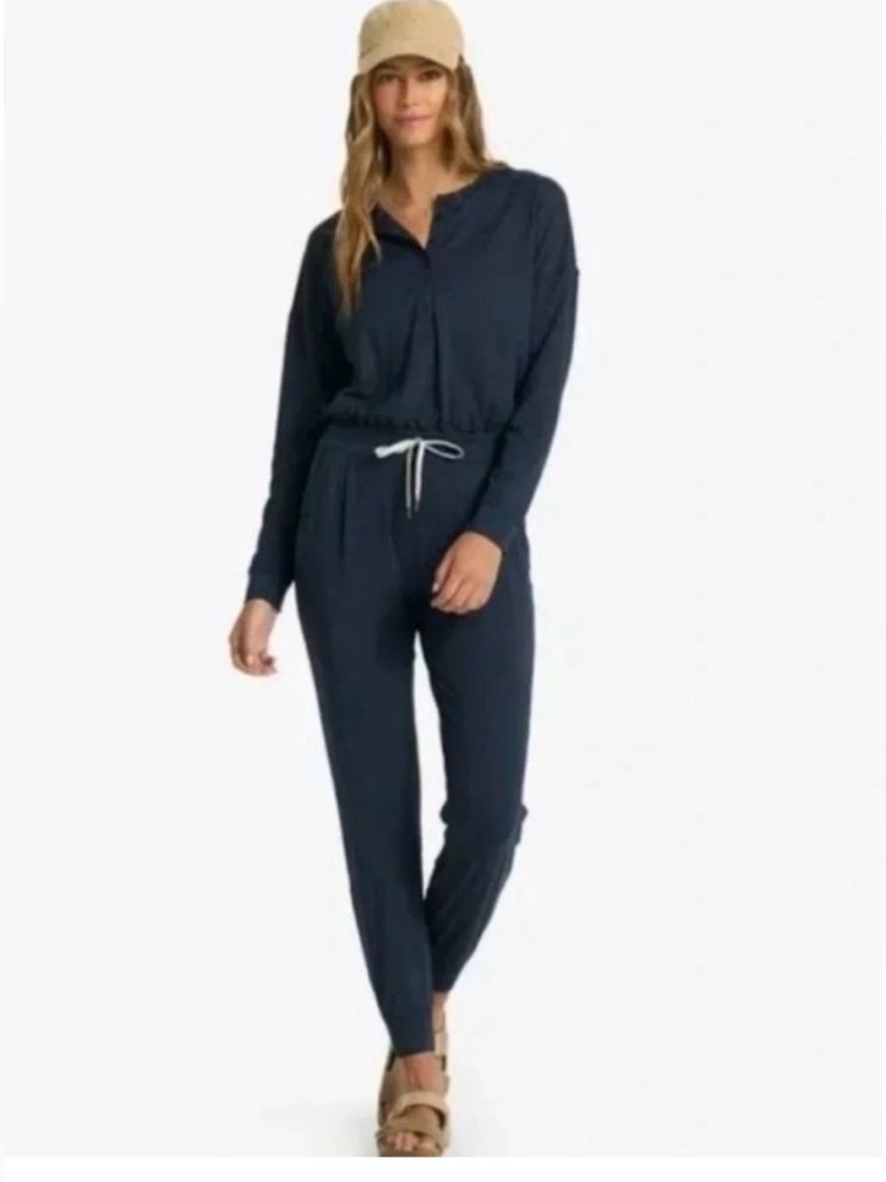 Vuori Lux Henley Jumpsuit in Black